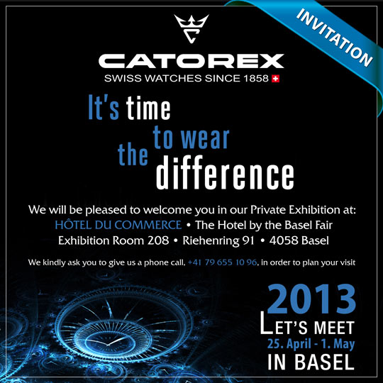 Invitation to the Catorex Exhibit, April 25 - May 1, 2013 at the Hotel du Commerce near the Basel Fairgrounds